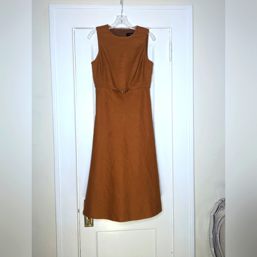 J.Crew Linen Dress Dark Tan Size 6